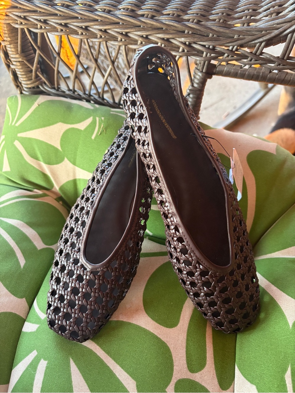 Banana Republic Woven Ballet Flats Espresso Minimalist Vegan Leather NWT 9